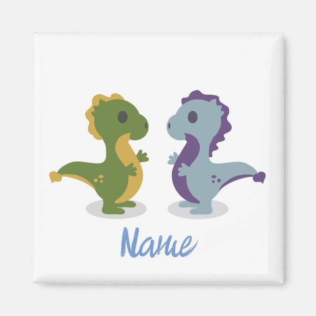 Cute Dinosaur Pair Thunder_Cove Magnet (Framsidan)