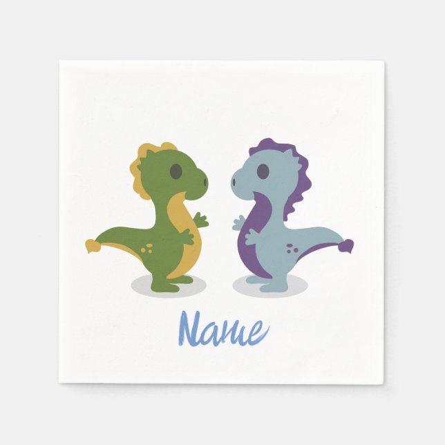 Cute Dinosaur Pair Thunder_Cove Pappersservett (Framsidan)