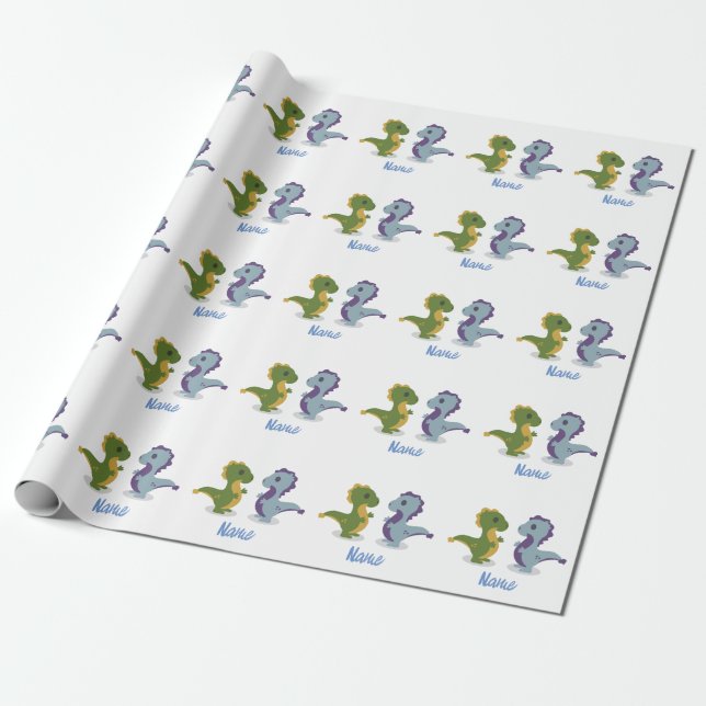 Cute Dinosaur Pair Thunder_Cove Presentpapper (Utrullad)