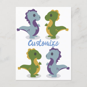 Cute Dinosaur Pair Thunder_Cove Vykort