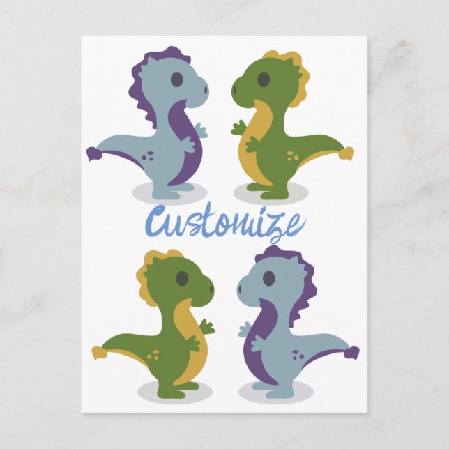 Cute Dinosaur Pair Thunder_Cove Vykort (Framsida)