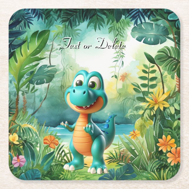 Cute Dinosaur Papper Underlägg Kvadrat (Framsidan)