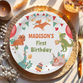 Cute Dinosaur Party Pappra Tallrikar