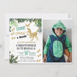 Cute Dinosaur party Photo Birthday Inbjudningar