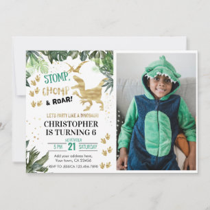 Cute Dinosaur party Photo Birthday Inbjudningar