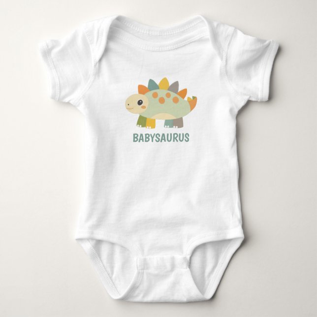 Cute Dinosaur Personalized Baby Bodysuit  T Shirt (Framsida)