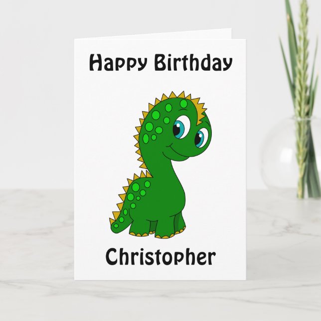 Cute Dinosaur Personlig Birthday Kort (Framsida)