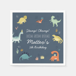 Cute Dinosaur Personlig Birthday Napkins Pappersservett