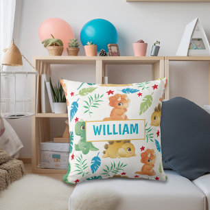 Cute Dinosaur Personlig Namn Nursery Decor Kudde