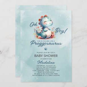 Cute Dinosaur Preggosaurus Baby Shower Inbjudningar