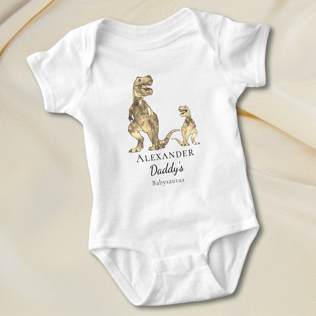 Cute Dinosaur Quote-Personlig T Shirt (Cute dinosaur daddy’s babysaurus quote personalized baby vest)