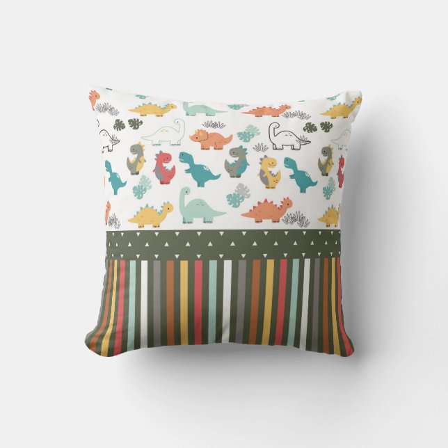 Cute Dinosaur Rand Mönster Kids Kudde (Framsida)