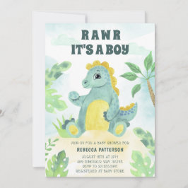 Cute Dinosaur Rawr är en pojkbabystövel Inbjudningar