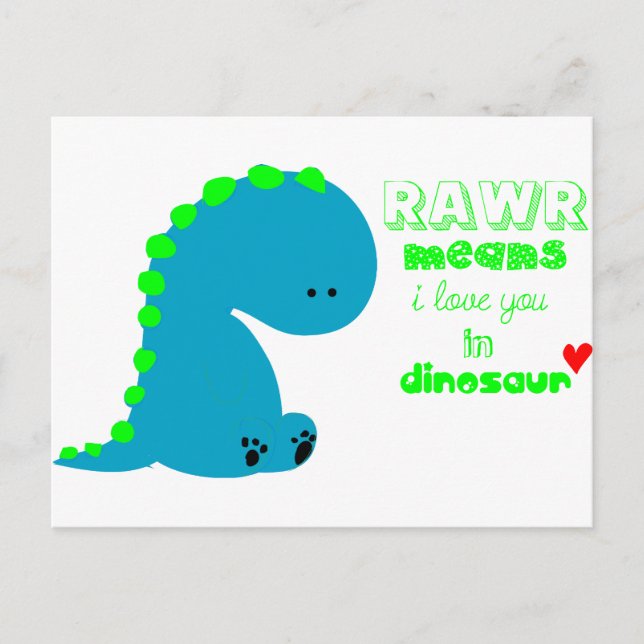 Cute Dinosaur RAWR Vykort (Framsida)