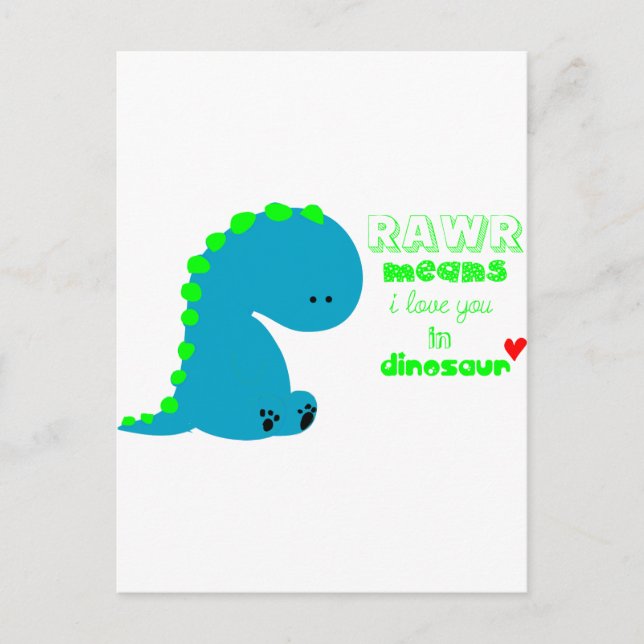 Cute Dinosaur RAWR Vykort (Framsida)