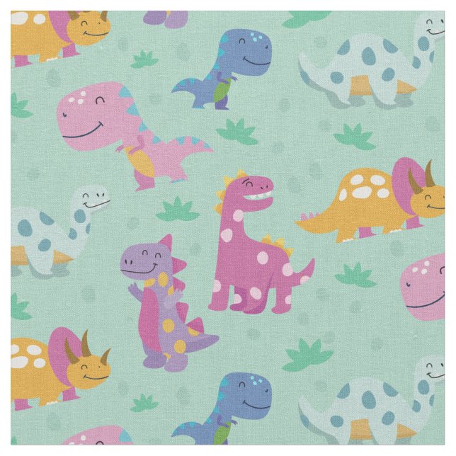Cute dinosaur repeterar mönster tyg (Närbild)