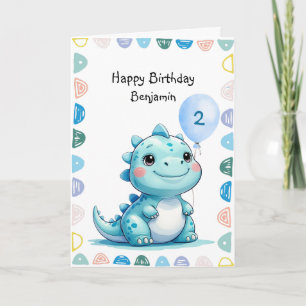 Cute Dinosaur roar Boy Grattis på födelsedagen par Kort