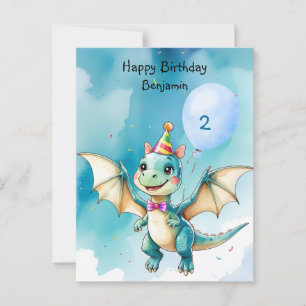 Cute Dinosaur roar Boy Grattis på födelsedagen par Vykort