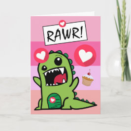 Cute Dinosaur Rosa Dino Mite Girls Birthday Kort