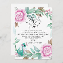 Cute Dinosaur-Rosa - tackkort