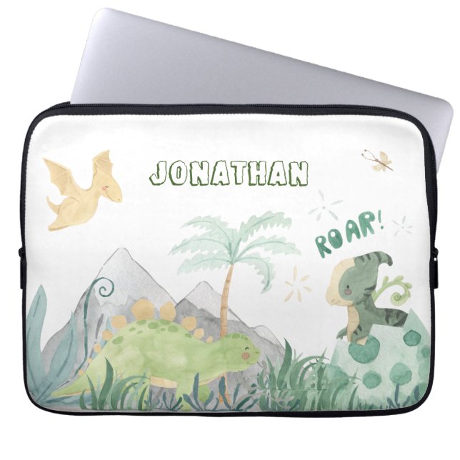 Cute Dinosaur School Laptop Fodral (Framsidan)