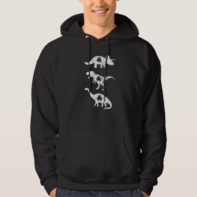 Cute Dinosaur Shamrock St patricks day Grönt Hoodie (Framsida)