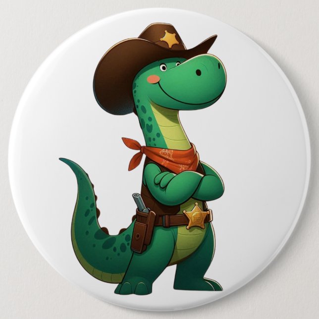 Cute dinosaur sheriff/cowboyinna knapp (Framsida)