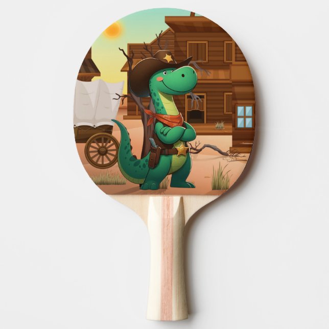 Cute dinosaur sheriff/cowboyinna pingisracket (Framsidan)