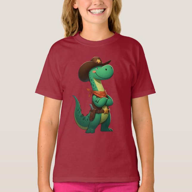 Cute dinosaur sheriff/cowboyinna t shirt (Framsida)