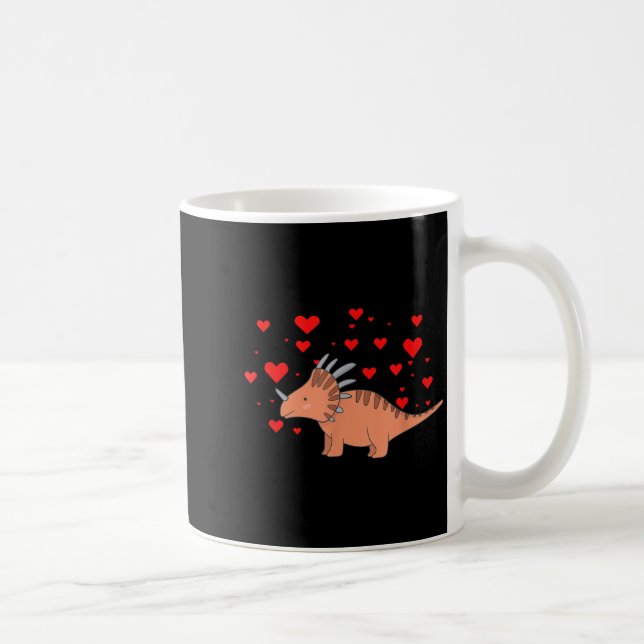 Cute Dinosaur Shirt For Valentines Day _ Tricerato Kaffemugg (Höger)