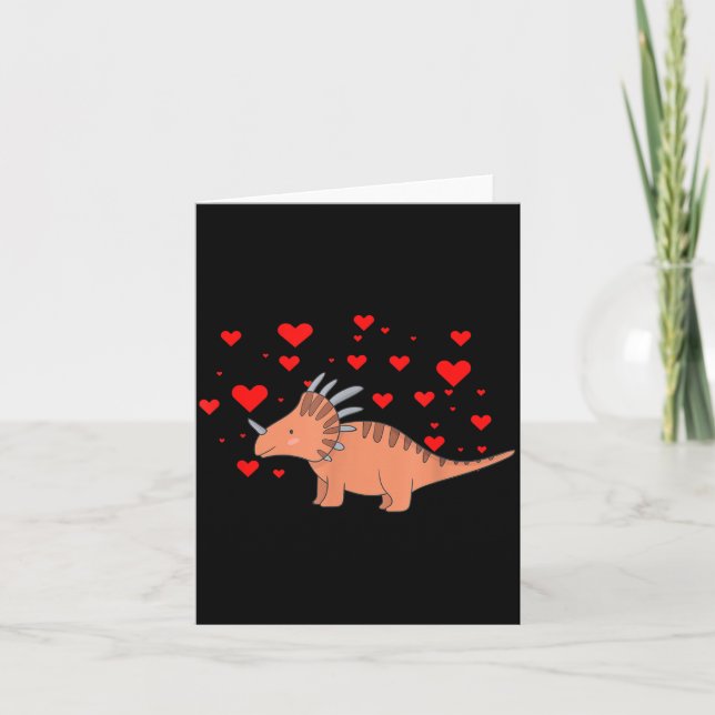 Cute Dinosaur Shirt For Valentines Day _ Tricerato Kort (Framsida)