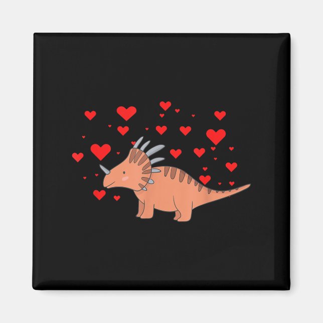 Cute Dinosaur Shirt For Valentines Day _ Tricerato Magnet (Framsidan)