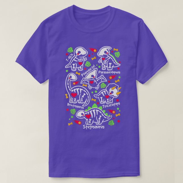 Cute Dinosaur Skeletons  T Shirt (Design framsida)