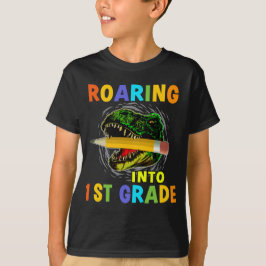 Cute Dinosaur som samlas i första Klassen T Shirt
