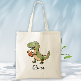 Cute Dinosaur spelar fotboll Tygkasse