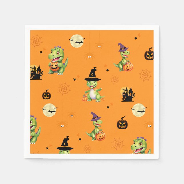 Cute Dinosaur spelar pumptrick för att behandla ha Pappersservett (Framsidan)