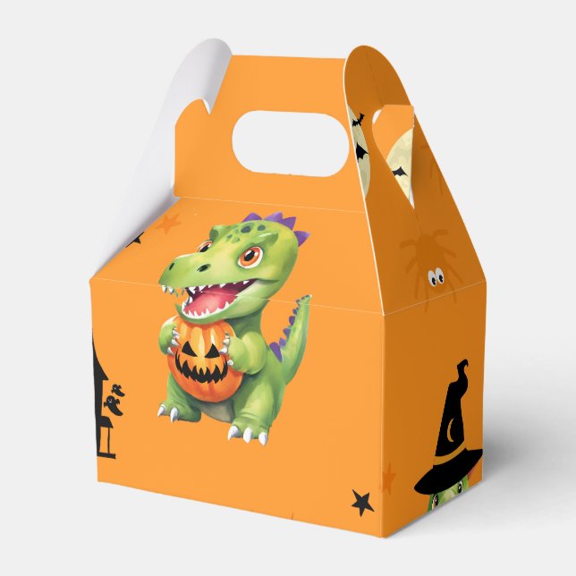 Cute Dinosaur spelar pumptrick för att behandla ha Presentaskar (Baksidan Sidan)
