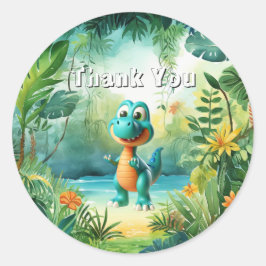Cute Dinosaur Sticker Runt Klistermärke