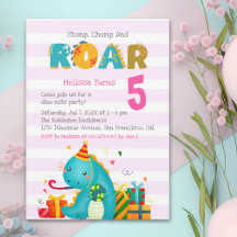 Cute Dinosaur Stomp Chomp and roar Birthday Girl