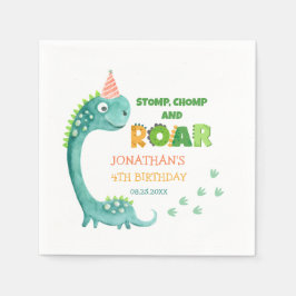 Cute Dinosaur Stomp Chomp Roar Birthday Pappersservett