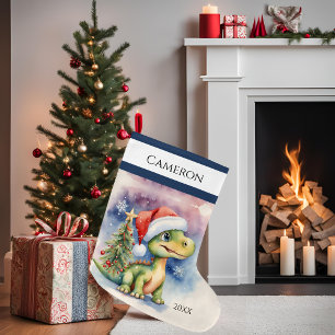 Cute Dinosaur Stor Julstrumpa