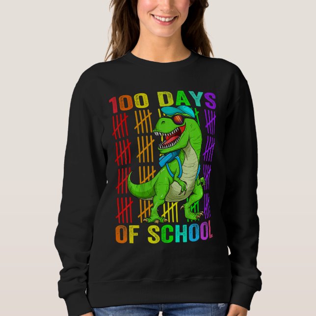 Cute Dinosaur Student Boys Kids Gift 100 Days Of S T Shirt (Framsida)