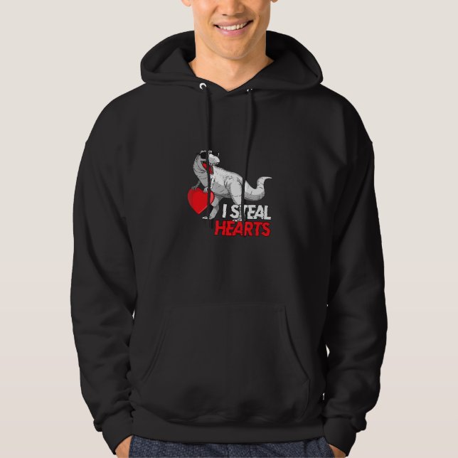 Cute Dinosaur Sunglasses I Steal Hearts Kids Hoodie (Framsida)