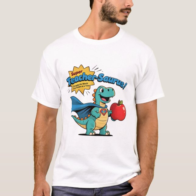 Cute Dinosaur Superhjälte Teacher Gift T Shirt (Framsida)