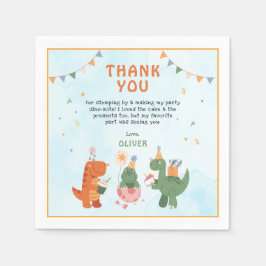 cute dinosaur t-rex 4th Birthday Party Napkins Pappersservett