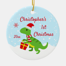 Cute Dinosaur T-Rex Baby Första jul Julgransprydnad Keramik
