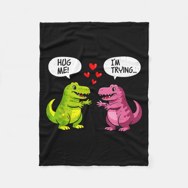 Cute Dinosaur T Rex Hug Valentines Day Couple Boyf Fleecefilt (Framsidan)