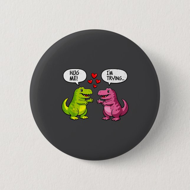 Cute Dinosaur T Rex Hug Valentines Day Couple Boyf Knapp (Framsida)