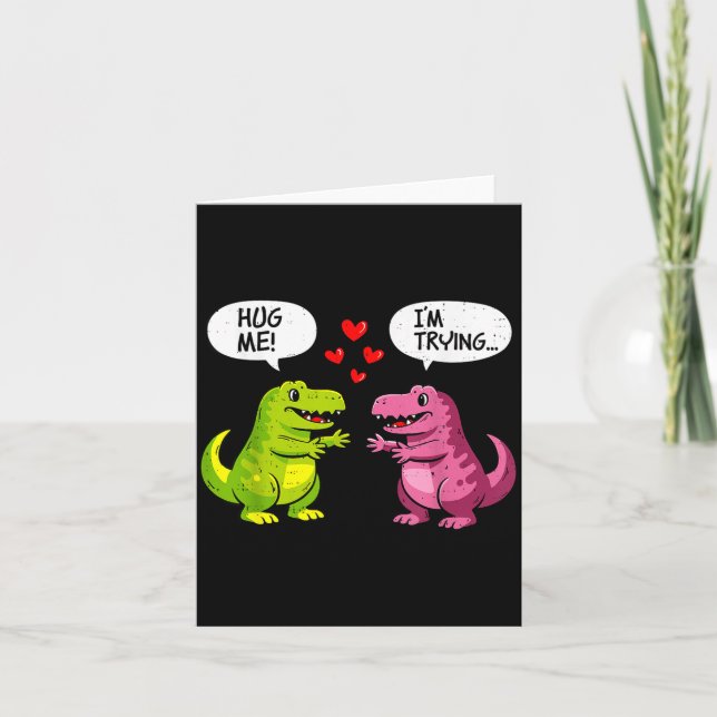 Cute Dinosaur T Rex Hug Valentines Day Couple Boyf Kort (Framsida)