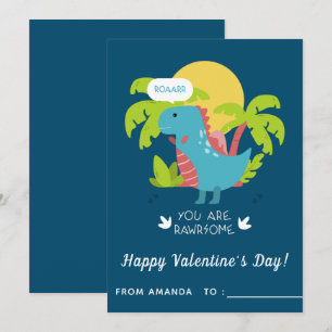 Cute Dinosaur T-Rex Kids Classroom Alla hjärtans d Julkort